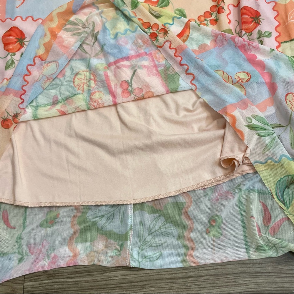 See You Monday Pastel Vegetable Floral Print Strapless Maxi Dress - Picture 10 of 11
